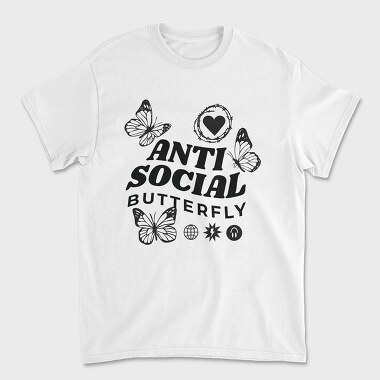 Anti Social Butterfly, Unisex Men's T-Shirt
