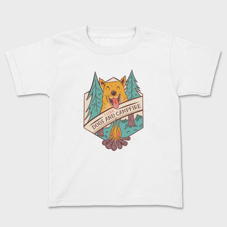 I Love Dogs and Campfire, Kids' T-Shirt