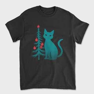 Christmas Cat Flat, Unisex Men's T-Shirt