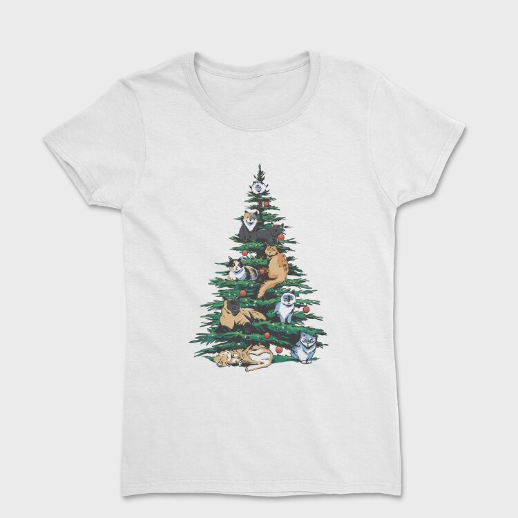 Christmas Tree Cats Realistic, Women's T-Shirt