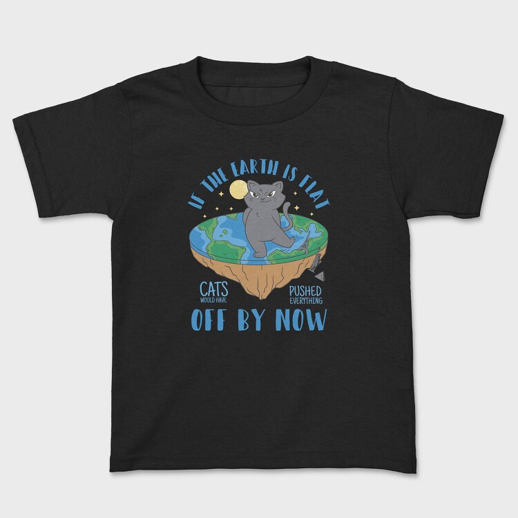 Bad Cat Flat Earth, Kids' T-Shirt