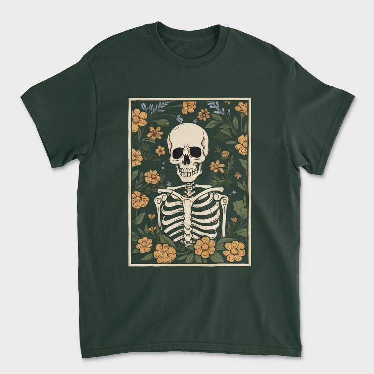 Floral Skeleton, Унисекс Мъжка Тениска