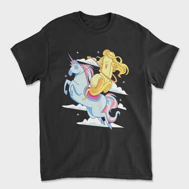 Banana Riding Unicorn, Unisex Men's T-Shirt