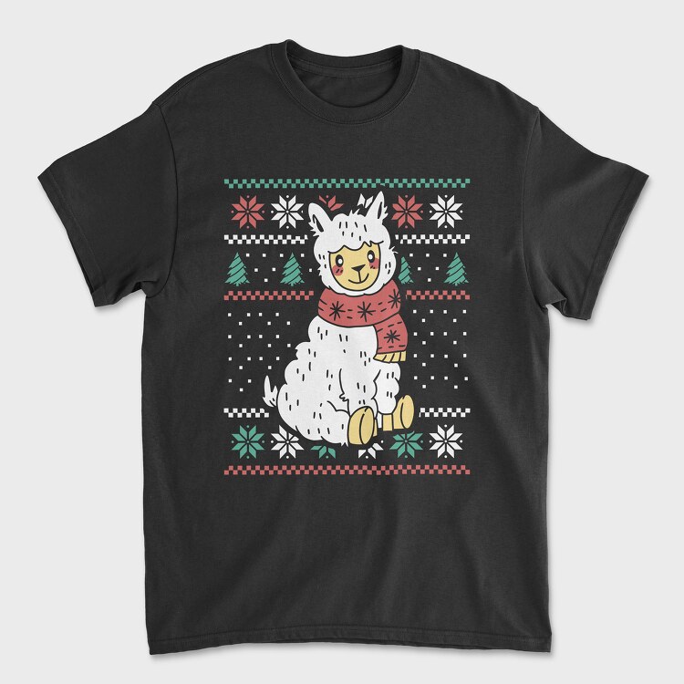 Ugly Sweater Llama, Унисекс Мъжка Тениска