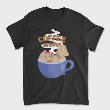 Coffee Cat 2, Unisex Men's T-Shirt