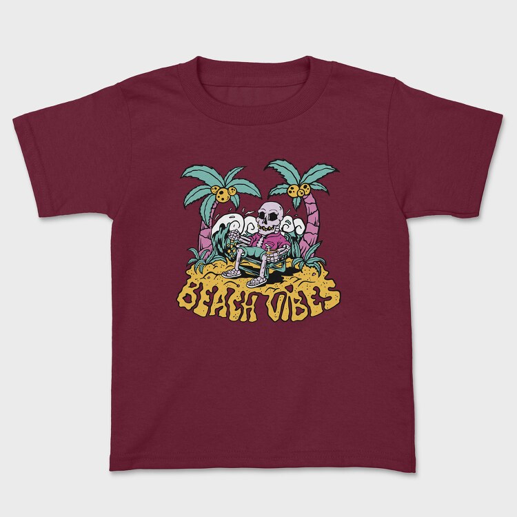 Beach Vibes Skeleton, Kids' T-Shirt