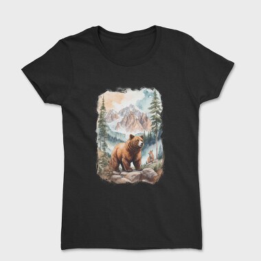 Bear Watercolor Forest, Women's T-Shirt