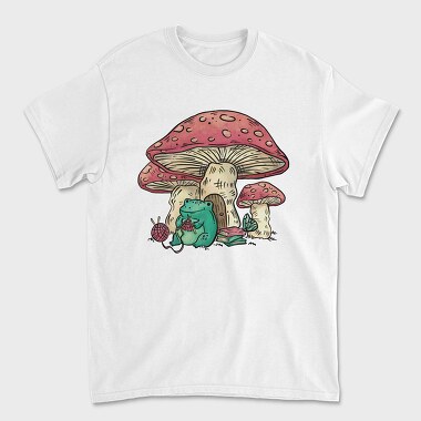 Frog Knitting Mushroom House, Unisex Men's T-Shirt