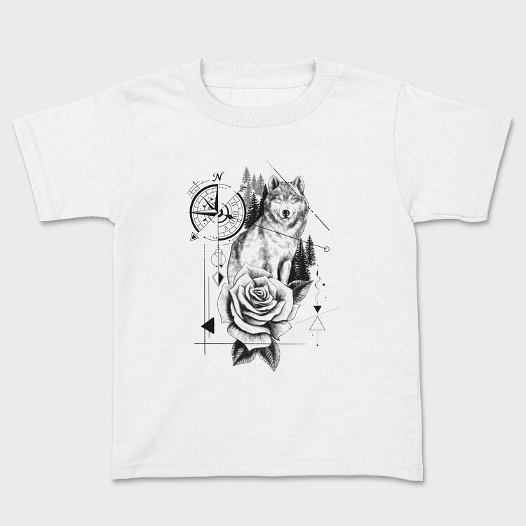 Compass Wolf, Kids' T-Shirt