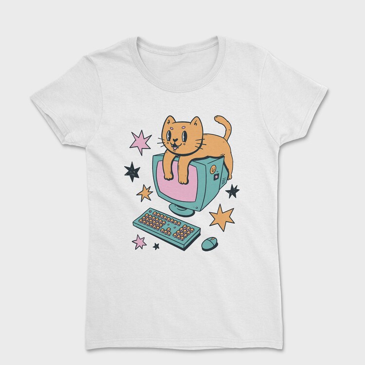 Computer Cat, Women's T-Shirt