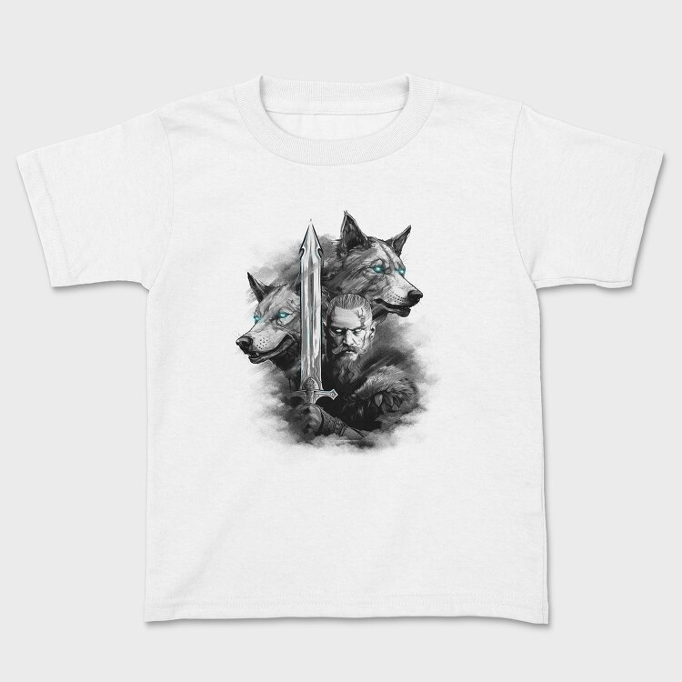 Viking and Wolves, Kids' T-Shirt