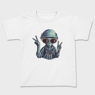 Cool Alien Peace, Kids' T-Shirt