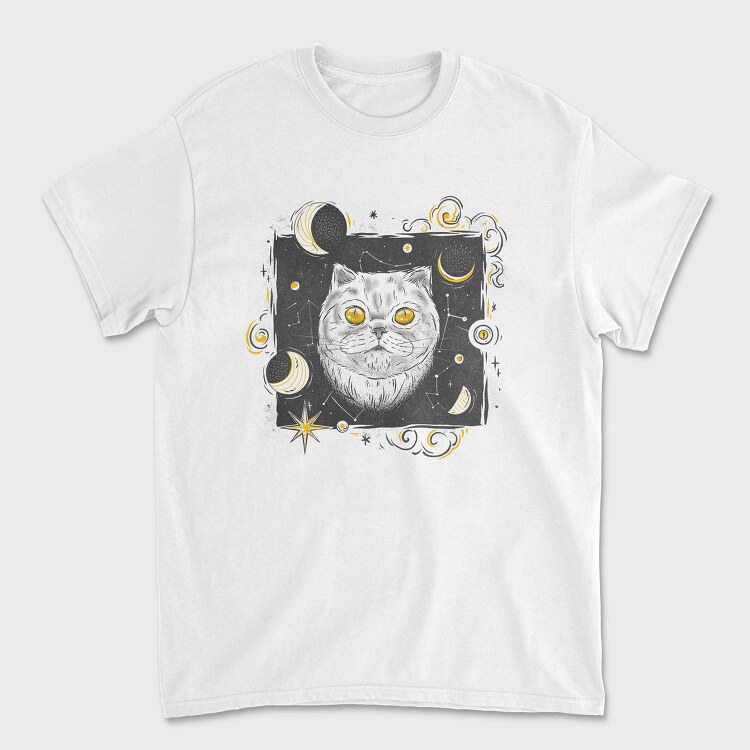 Cosmic White Cat, Унисекс Мъжка Тениска