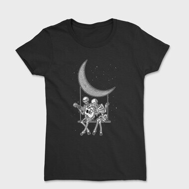 Skeletons Couple Guitar Moon, Дамска Тениска