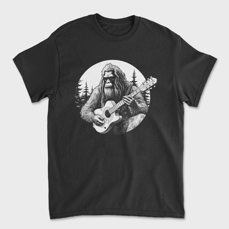 Bigfoot Playing Guitar, Унисекс Мъжка Тениска