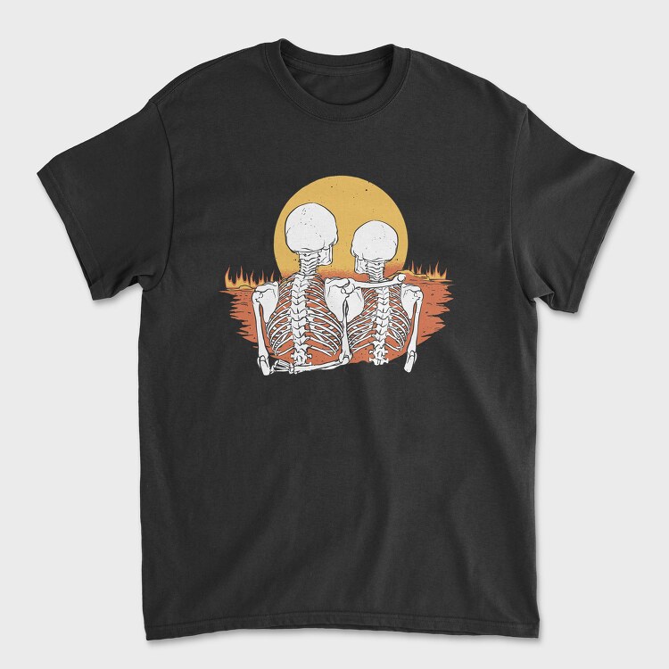 Skeletons Love Sunset, Унисекс Мъжка Тениска