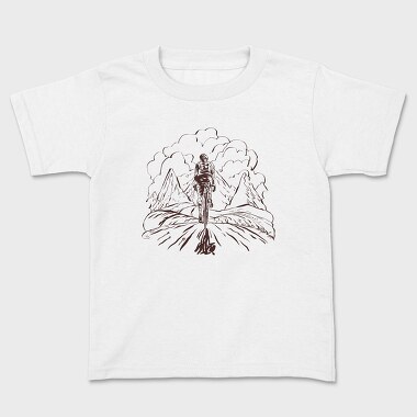 Kids' T-Shirt, Bike Mountain Lineart