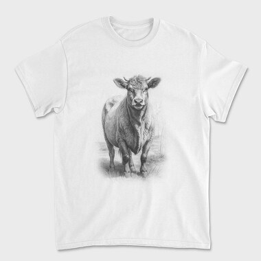 Cow Hand Drawn Style Braunvieh, Unisex Men's T-Shirt