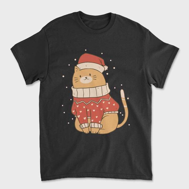 Cute Cat Christmas, Унисекс Мъжка Тениска