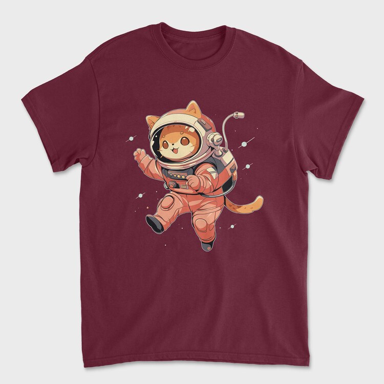 Cute Cat in Space, Unisex Men's T-Shirt