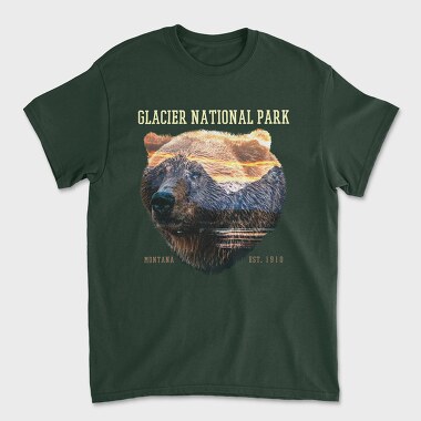 Glacier National Park Bear Lanscape, Unisex Men's T-Shirt