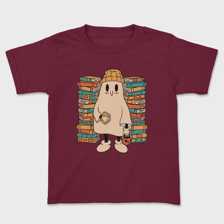 Books Cute Ghost, Kids' T-Shirt