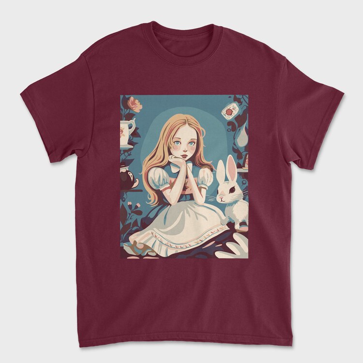 Cute Girl With Rabbit, Unisex Men's T-Shirt