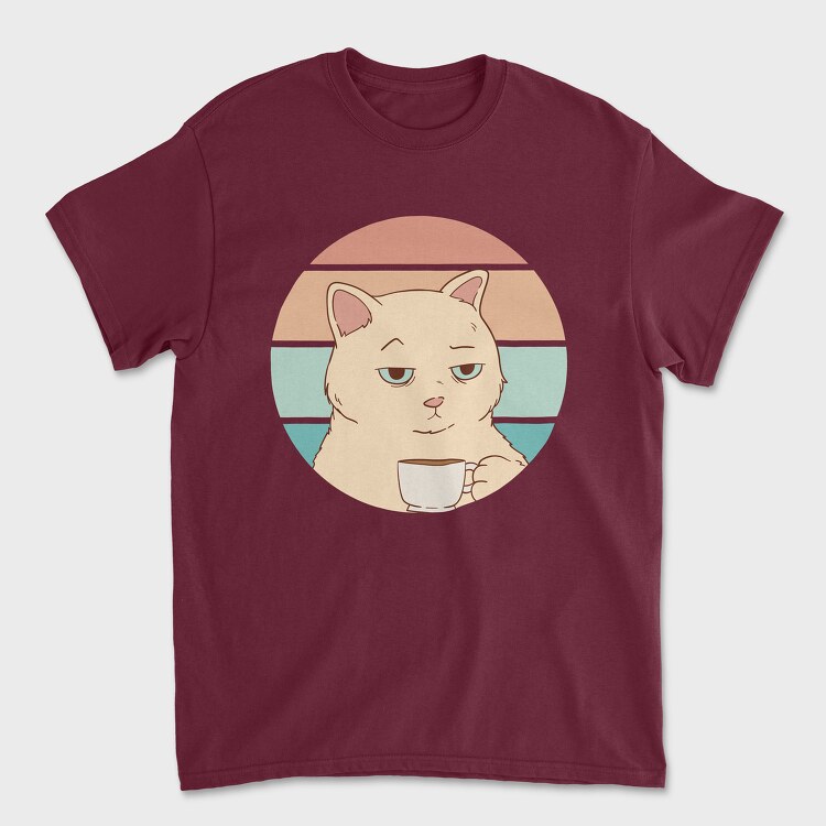 Bored Cat With Coffee, Унисекс Мъжка Тениска