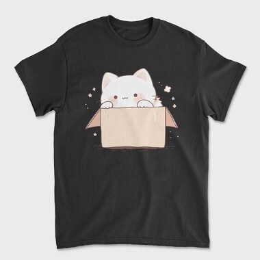 Unisex Men's T-Shirt, Cute Little Cat Box