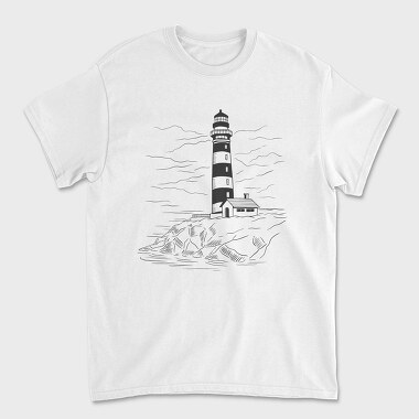 Lighthouse Illustration, Unisex Men's T-Shirt