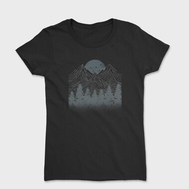 Lineal Mountains Pine Trees, Women's T-Shirt