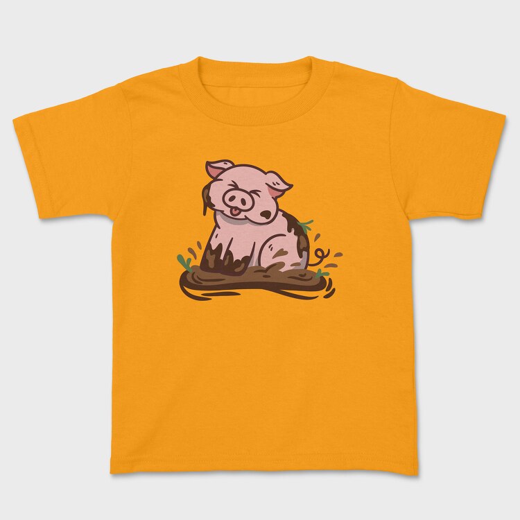 Cute Pig Mud, Kids' T-Shirt