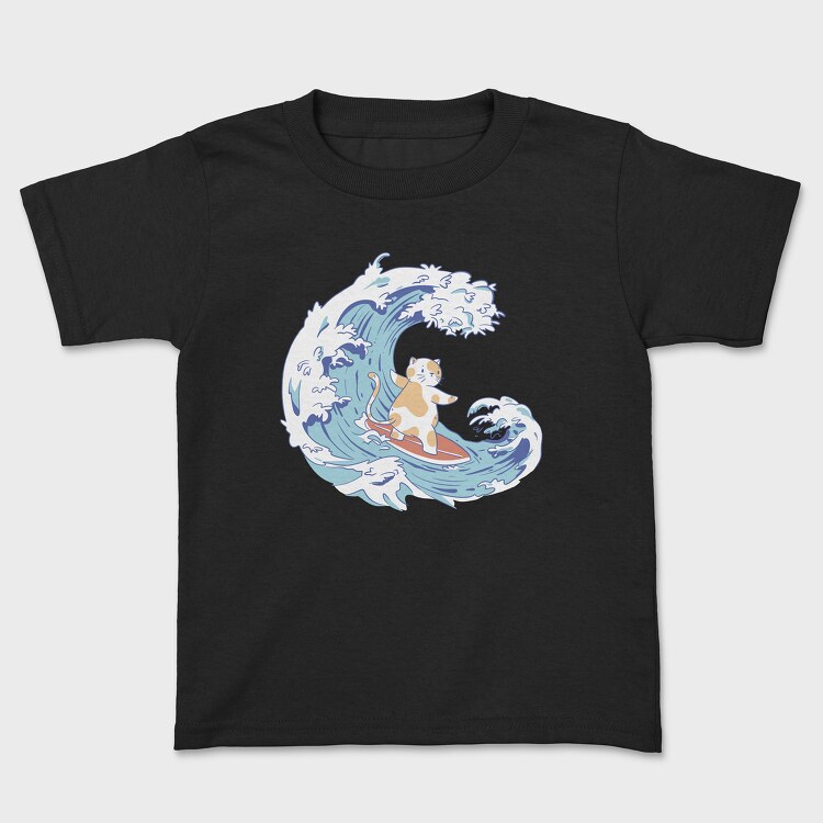Cute Surfer Cat, Kids' T-Shirt