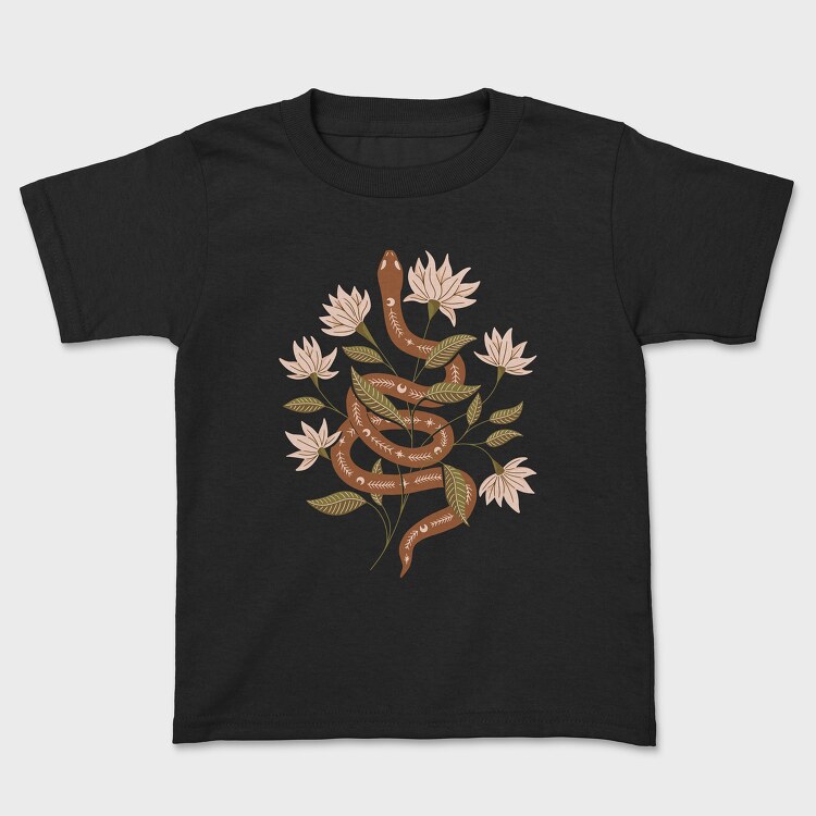 Snake and Flowers, Kids' T-Shirt