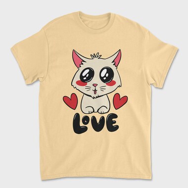 Унисекс Мъжка Тениска, Love Cute Cat
