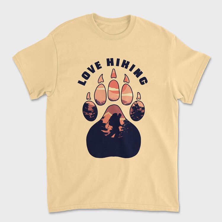 Love Hiking Bear Paw, Unisex Men's T-Shirt