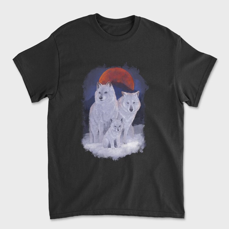 Wolf Family Moon, Унисекс Мъжка Тениска