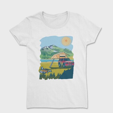 Camping on the Lake Landscape, Women's T-Shirt