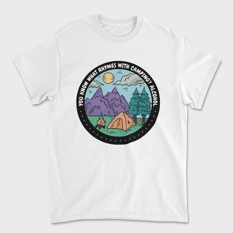 Camping Quote Alcohol, Унисекс Мъжка Тениска