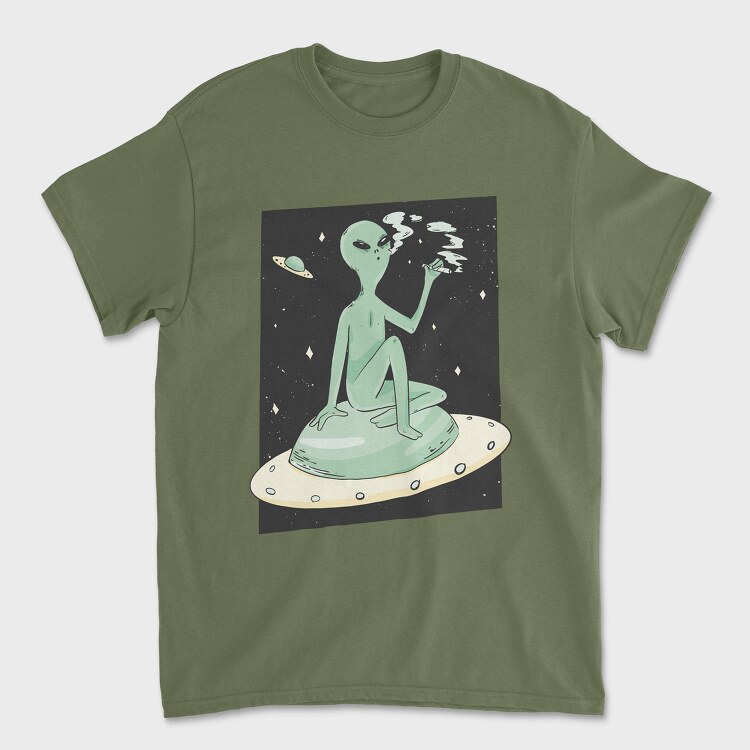 Marijuana Weed Alien, Unisex Men's T-Shirt