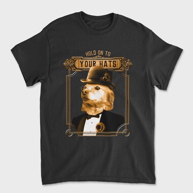 Steampunk Dog Hat, Unisex Men's T-Shirt