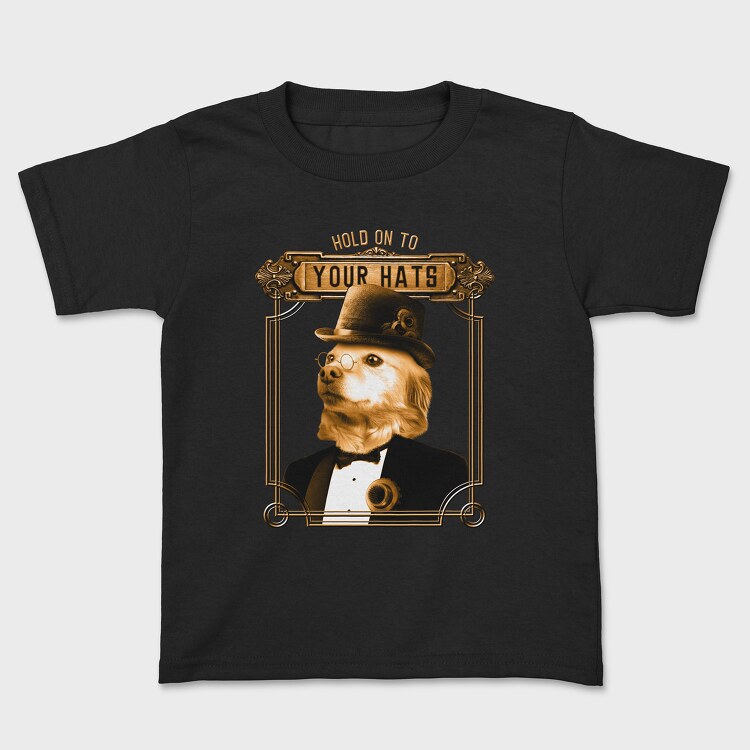 Steampunk Dog Hat, Kids' T-Shirt