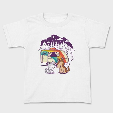 Cat and Dog Caravan, Kids' T-Shirt