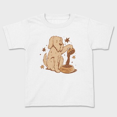 Kids' T-Shirt, Dog Coffee Doodle