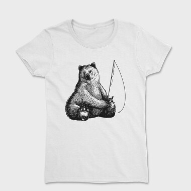 Hand Drawn Bear Fishing, Women's T-Shirt