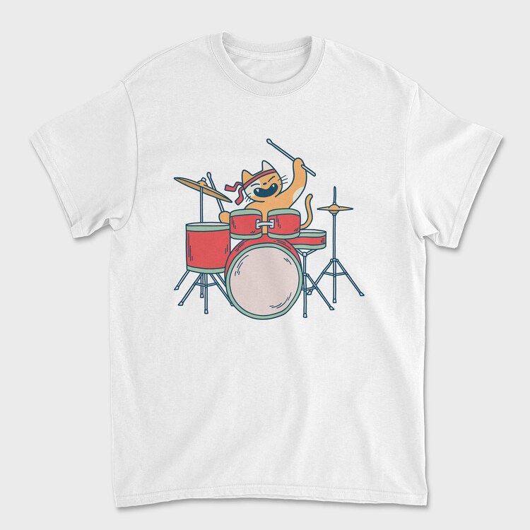 Cat Drummer, Unisex Men's T-Shirt