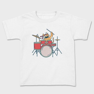 Cat Drummer, Kids' T-Shirt