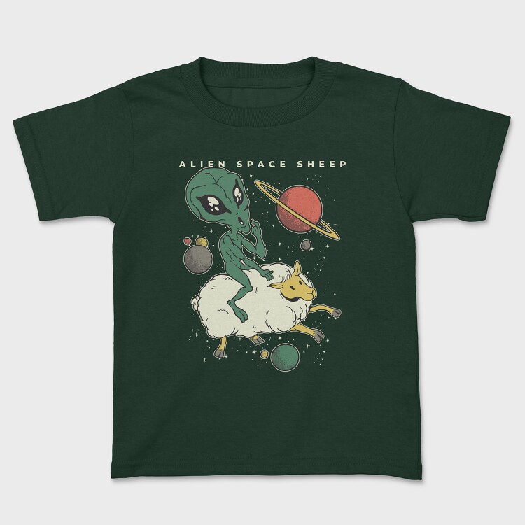 Alien On Sheep, Kids' T-Shirt