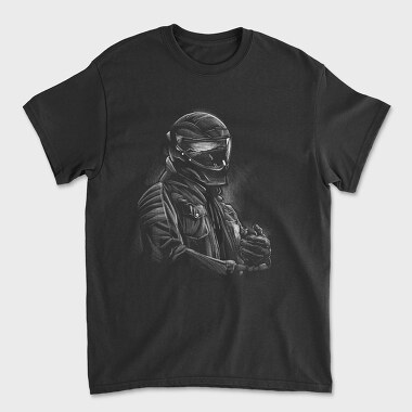 Helmet Rider Monochrome Portrait, Unisex Men's T-Shirt