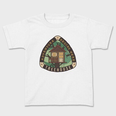 Treehouse Adventure Begins Here, Kids' T-Shirt